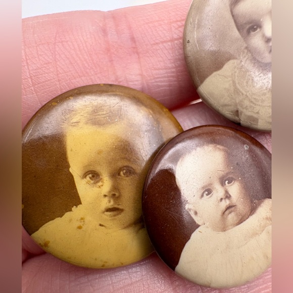 Antique Celluloid Baby Photo Pins - Picture 5 of 6